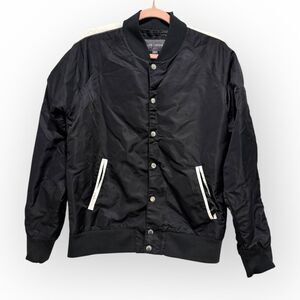 Slate & Stone Black Bomber Jacket - Mens Medium- Snap Front Lightweight